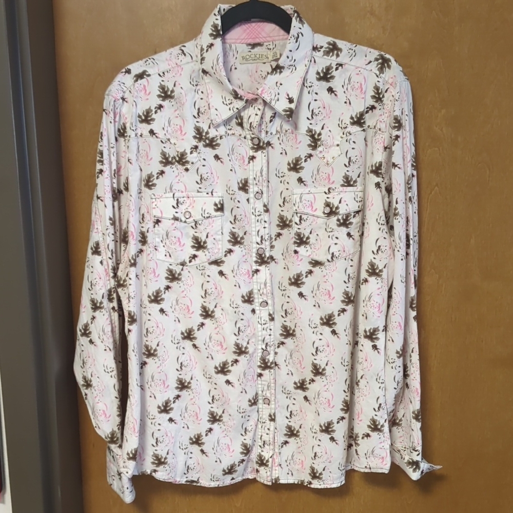 Stylish Rockies Button-Up with Pearl Snaps - Stud Embellishments - Cowgirl - XXL